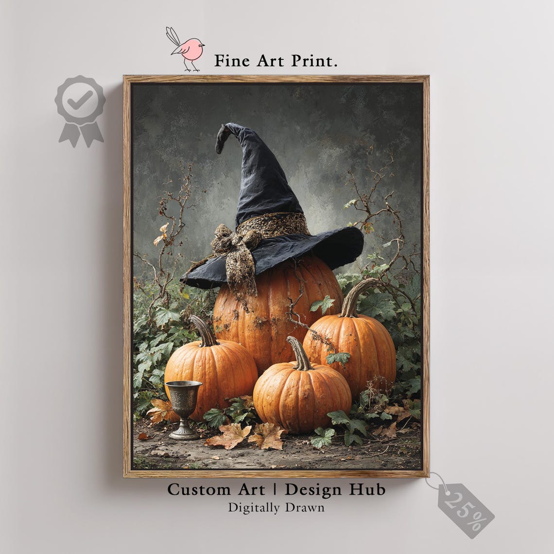 Witch Hat on Pumpkins Moody Gothic Halloween Still Life Poster