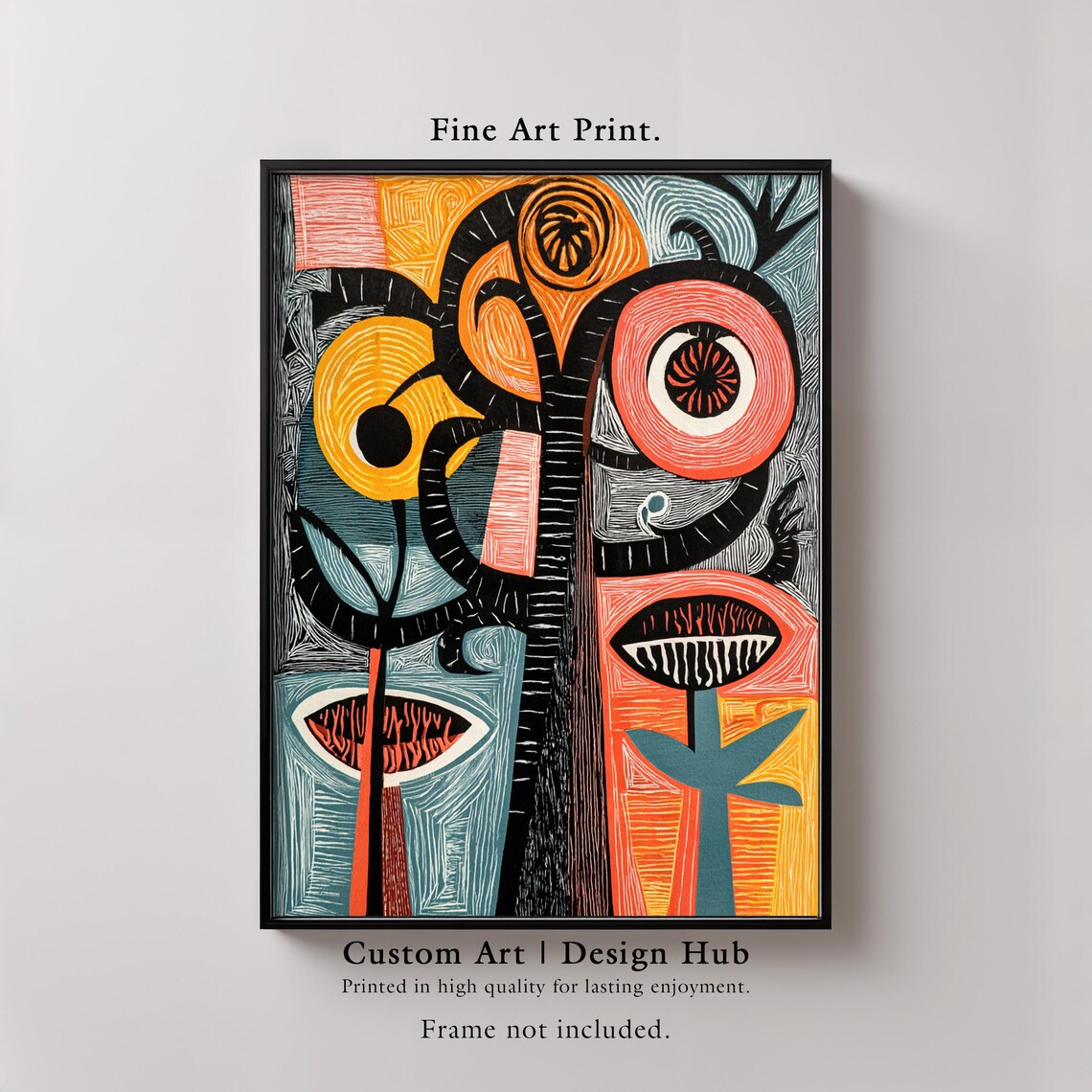 Mid Century Modern Geometric Art Print Retro Minimalist Decor