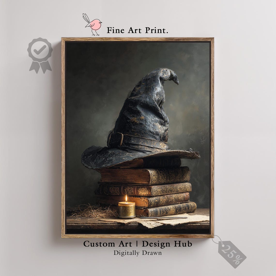 Witch Hat Antique Books Candle Gothic Dark Academia Art Print