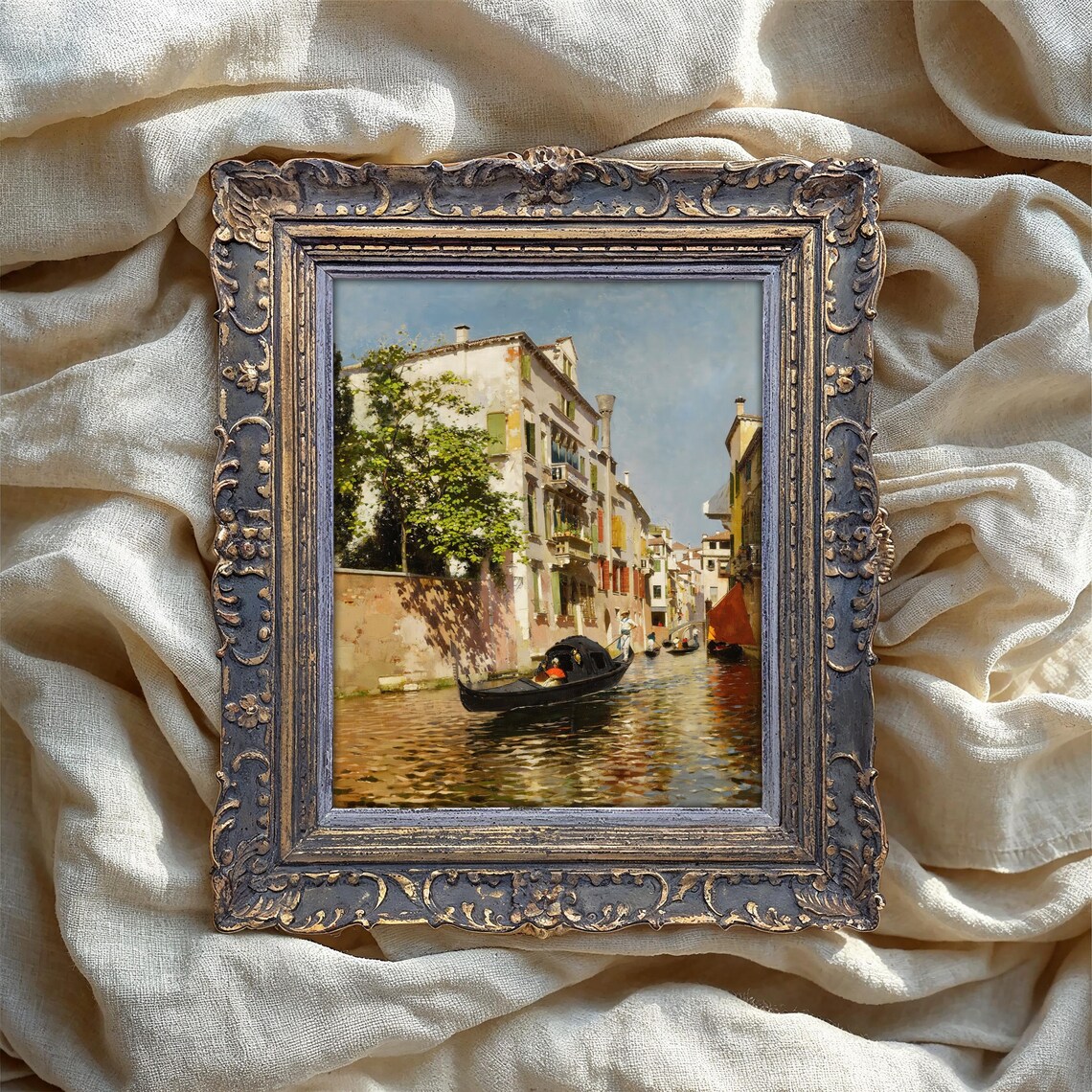 Venice Gondola Vintage Art Print, Italian Canal Poster