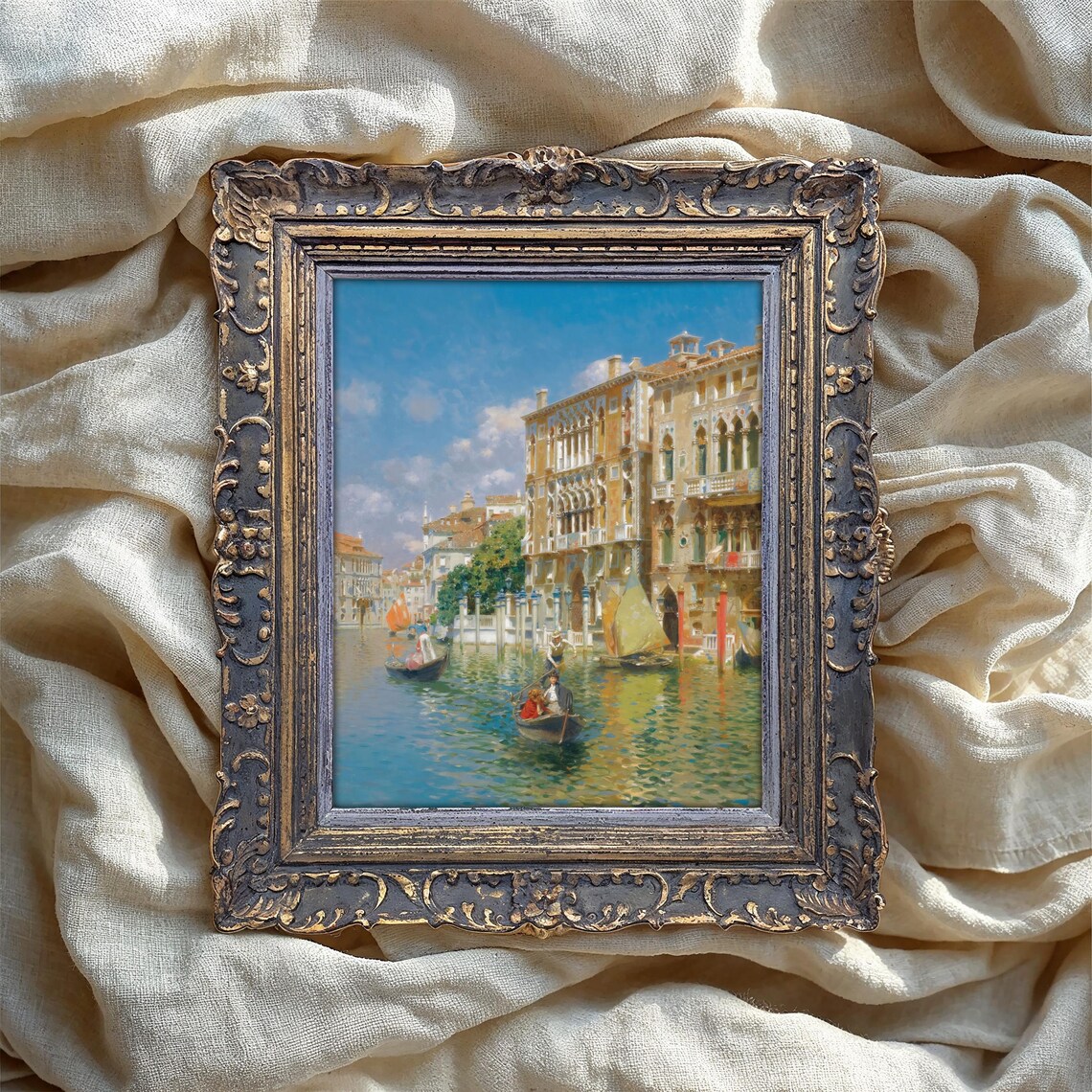 Venice Canal Vintage Art Print, Italian Cityscape