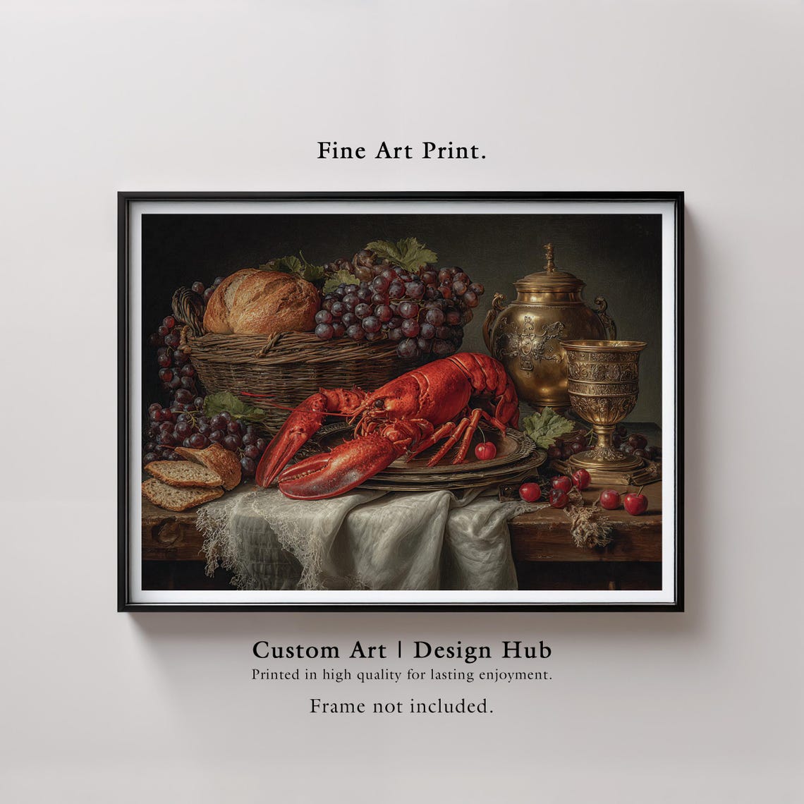 Baroque Lobster Still Life Art Print Vintage Kitchen Decor