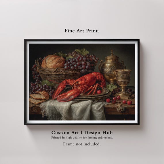 Baroque Lobster Still Life Art Print Vintage Kitchen Decor