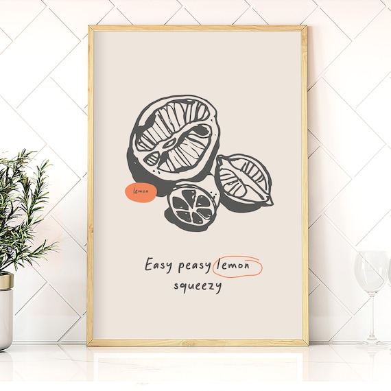 Lemon Fruit Food Wall Art Modern Style Posters With Food Baker Girl Food Poster Kitchen Wall Art Kitchen Decor Modern Food Wall Print