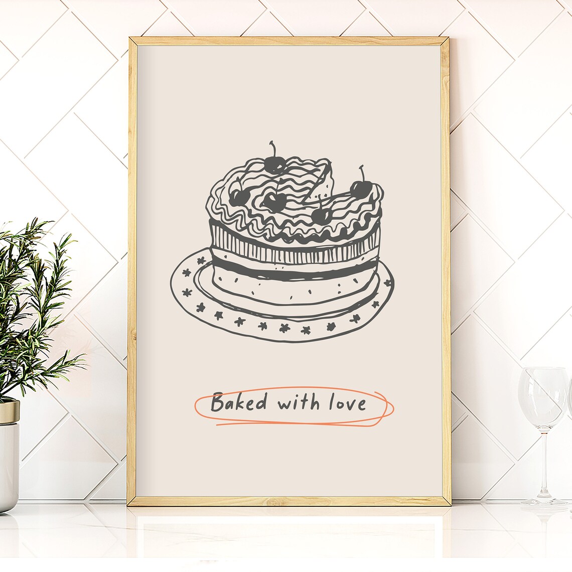 Dessert Cake, Modern Style Kitchen Decor Art Print - Image 4