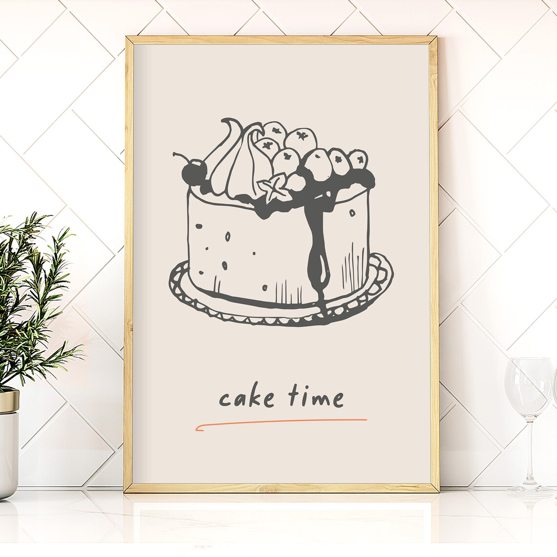 Cake Dessert, Modern Style Kitchen Decor Poster - Image 4