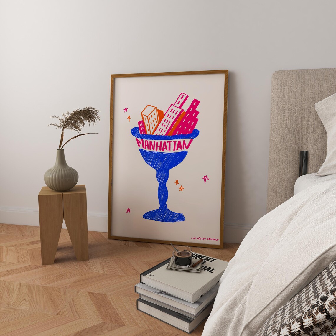 Manhattan Cocktail Vintage Retro Drink Art Print