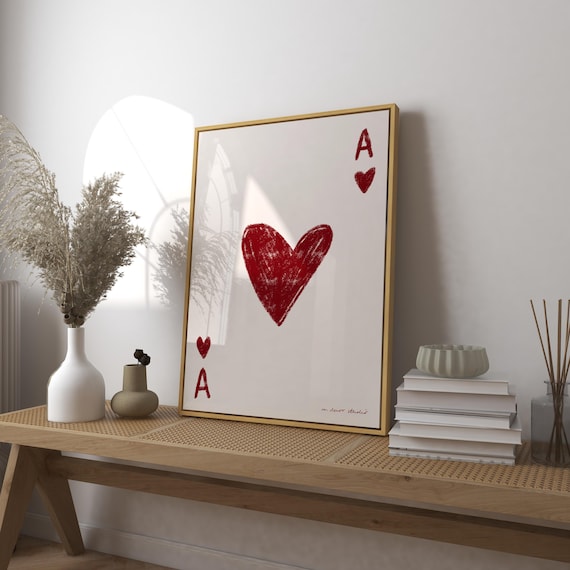 Ace Of Hearts Retro Mid-Century Bar Cart Print
