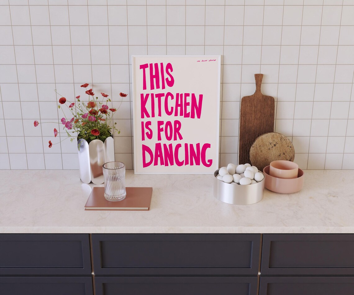 This Kitchen Is For Dancing Halloween Retro Poster