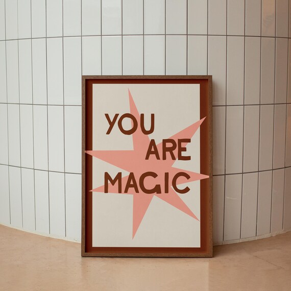 Neutral Newborn Poster Pink Print For Boho Nursery Kids Bedroom Magic Typography Handwritten Room Decor Mocha Wall Art
