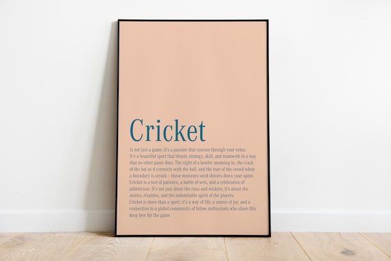Cricket Is Passion Typography Definition Peach Quote Wall Poster
