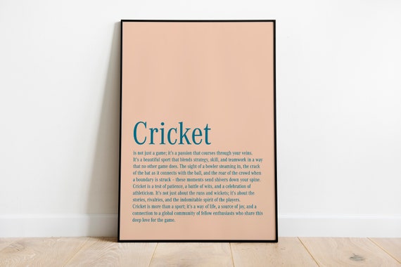 Wall Art For Game Room Poster Cricket Fan Sport Test Living Retro Backyard