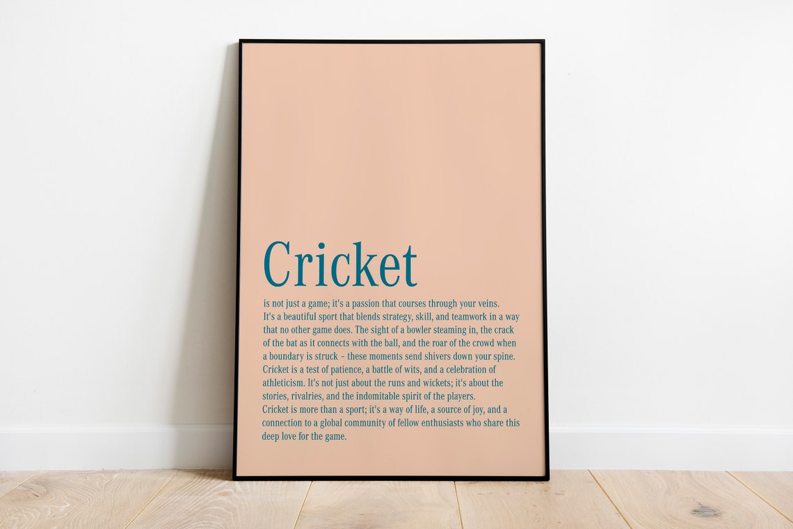 Cricket Is Passion Typography Definition Peach Quote Wall Poster