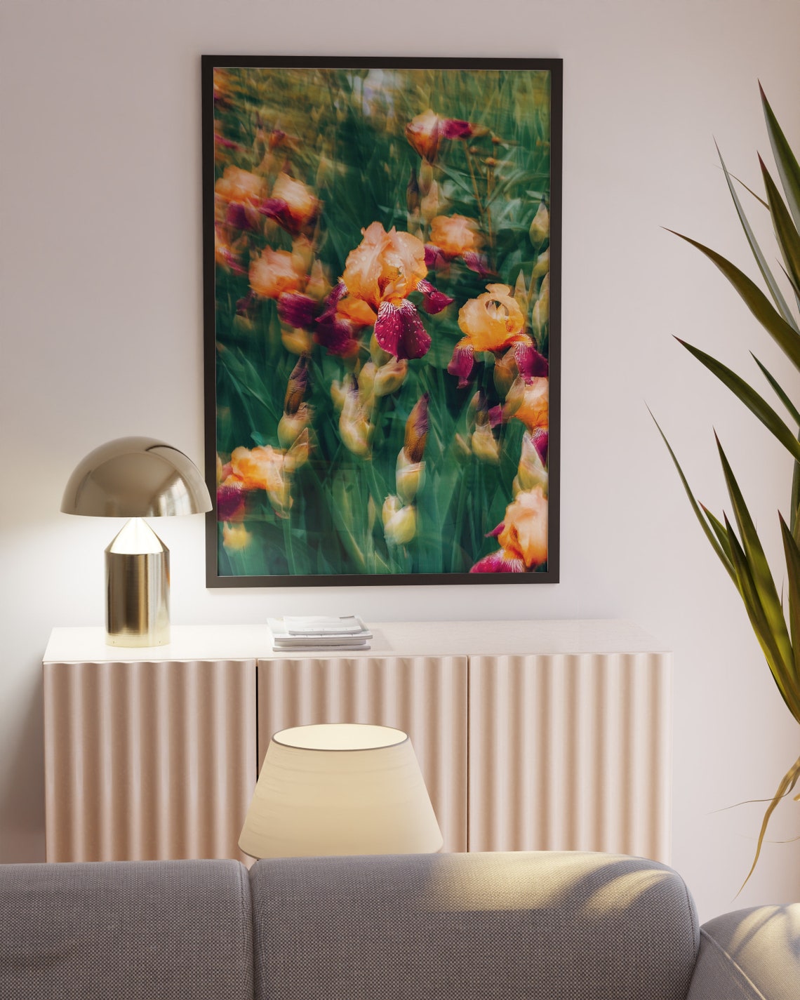 Orange Iris Flowers Impressionist Garden Photography Bloom Poster