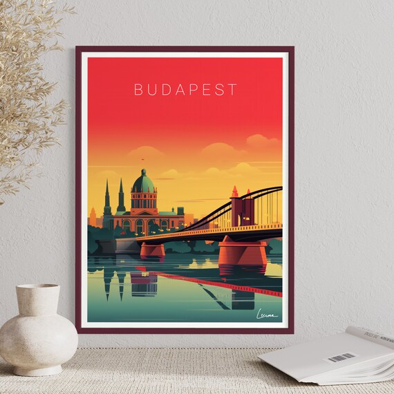 Poster I Illustration Budapest Hungary Danube
