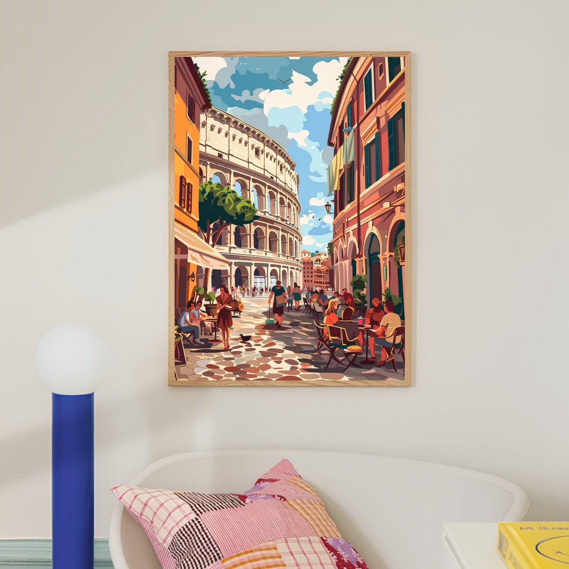 Rome Colosseum Street Scene Vintage Illustration Italy Travel Poster - Image 2