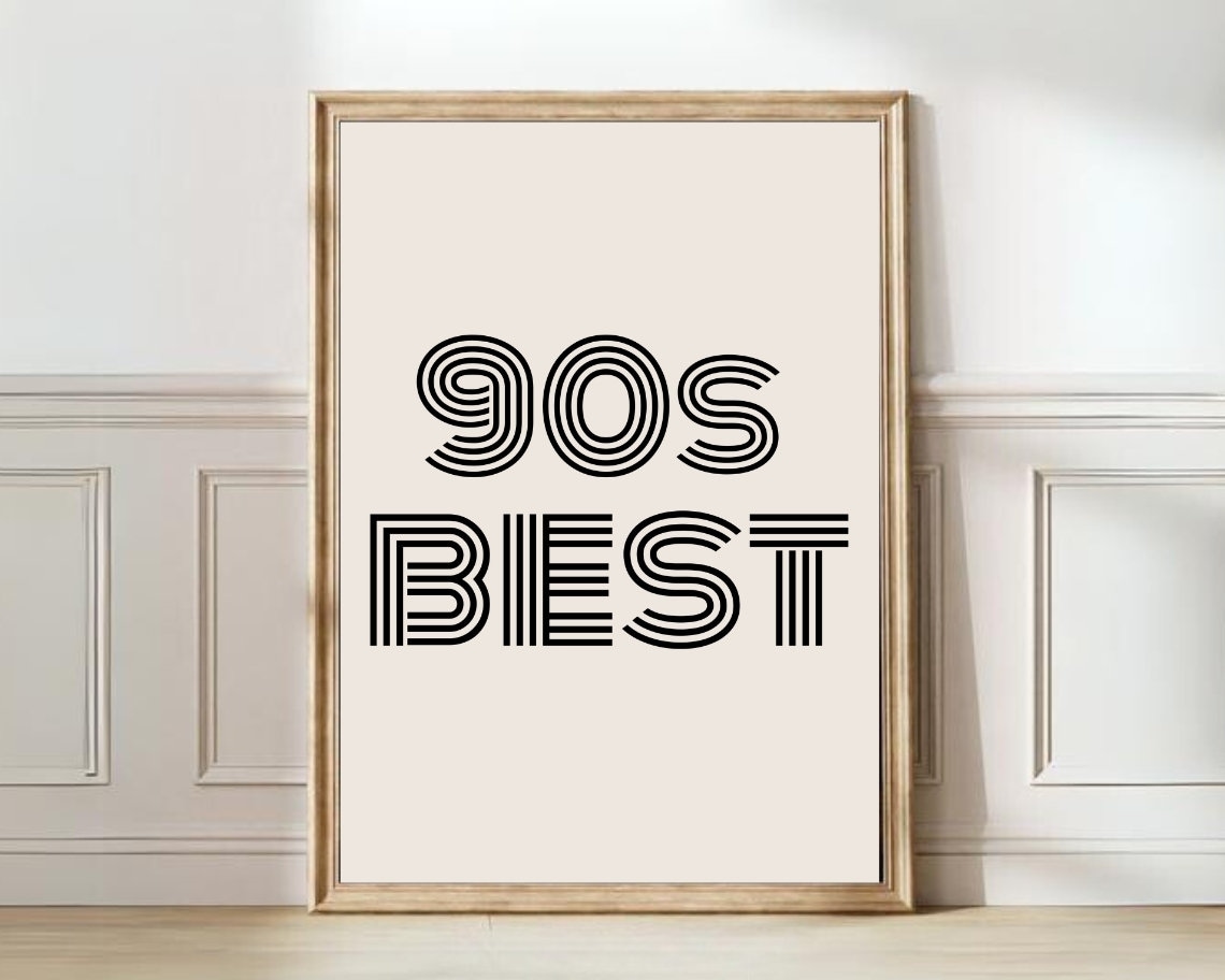 90s Best Retro Striped Typography Minimalist Nostalgic Art Poster
