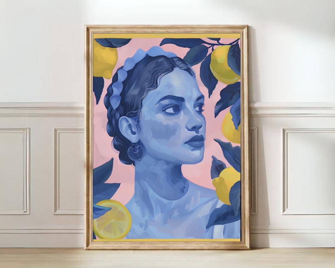 Greek Goddess Print, Matisse-Inspired Colorful Illustration