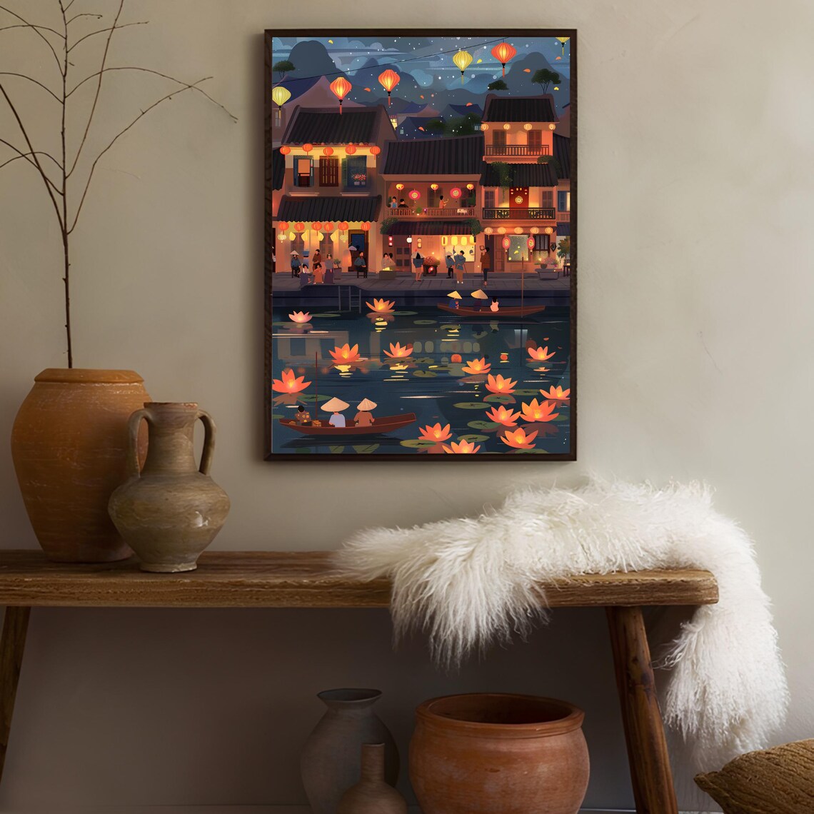 Vietnam Illustration Lantern Festival Travel Poster - Image 2