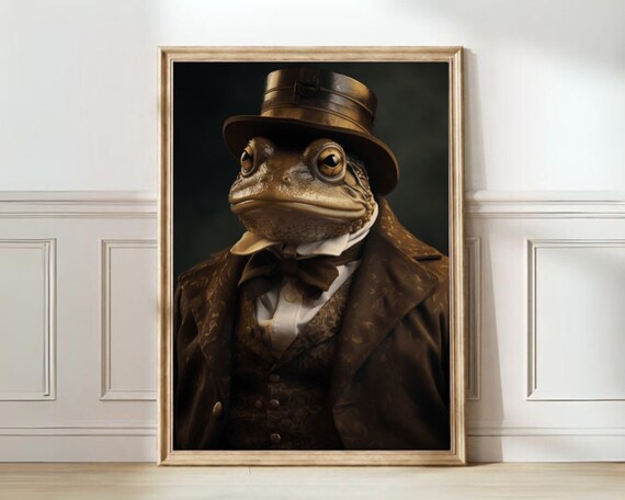 Victorian Gentleman Frog Top Hat Portrait Funny Animal Poster