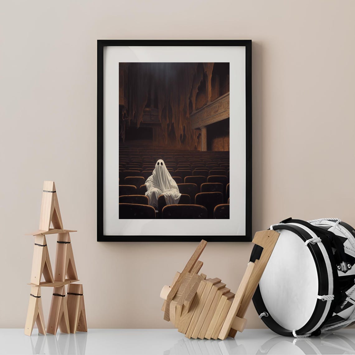 Ghost Sitting In Empty Theatre Halloween Dark Academia Poster - Image 3