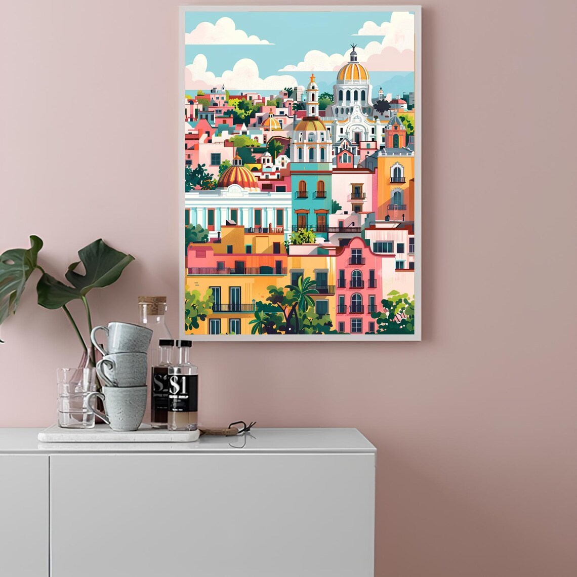 Mexico City Colonial Cathedral Colorful Architecture Art Poster - Image 2