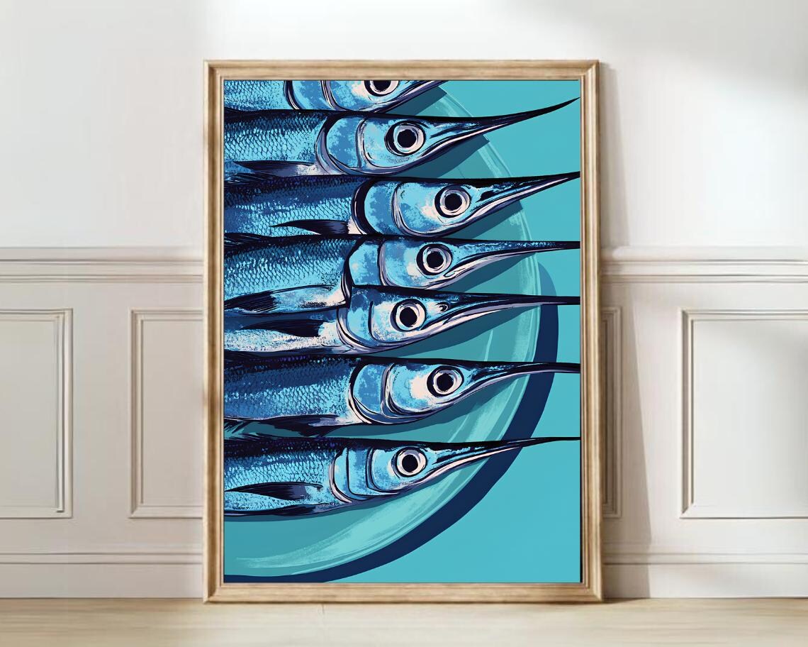Swordfish Vintage Fish Illustration Poster Print