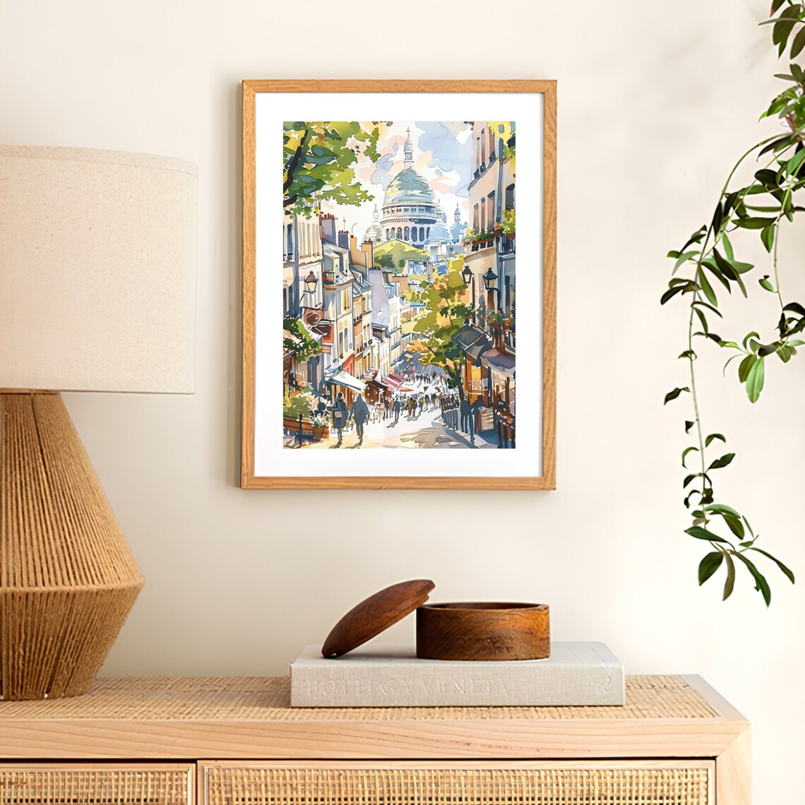 Paris Montmartre Sacre Coeur Watercolor Street Travel Poster - Image 3