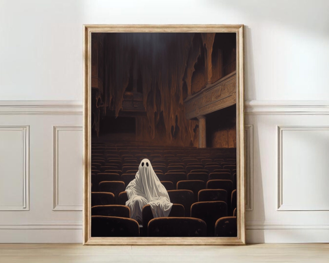 Ghost Sitting In Empty Theatre Halloween Dark Academia Poster