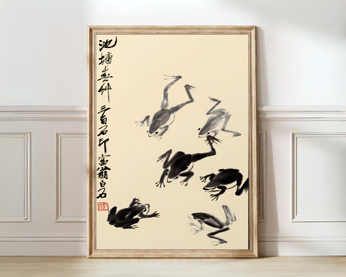 Matsumoto Hoji Wall Art Japanese Frog Art Print Poster Matsumoto Hoji Frogs Vintage Art Print Funny Animal Art Printable Wall Art