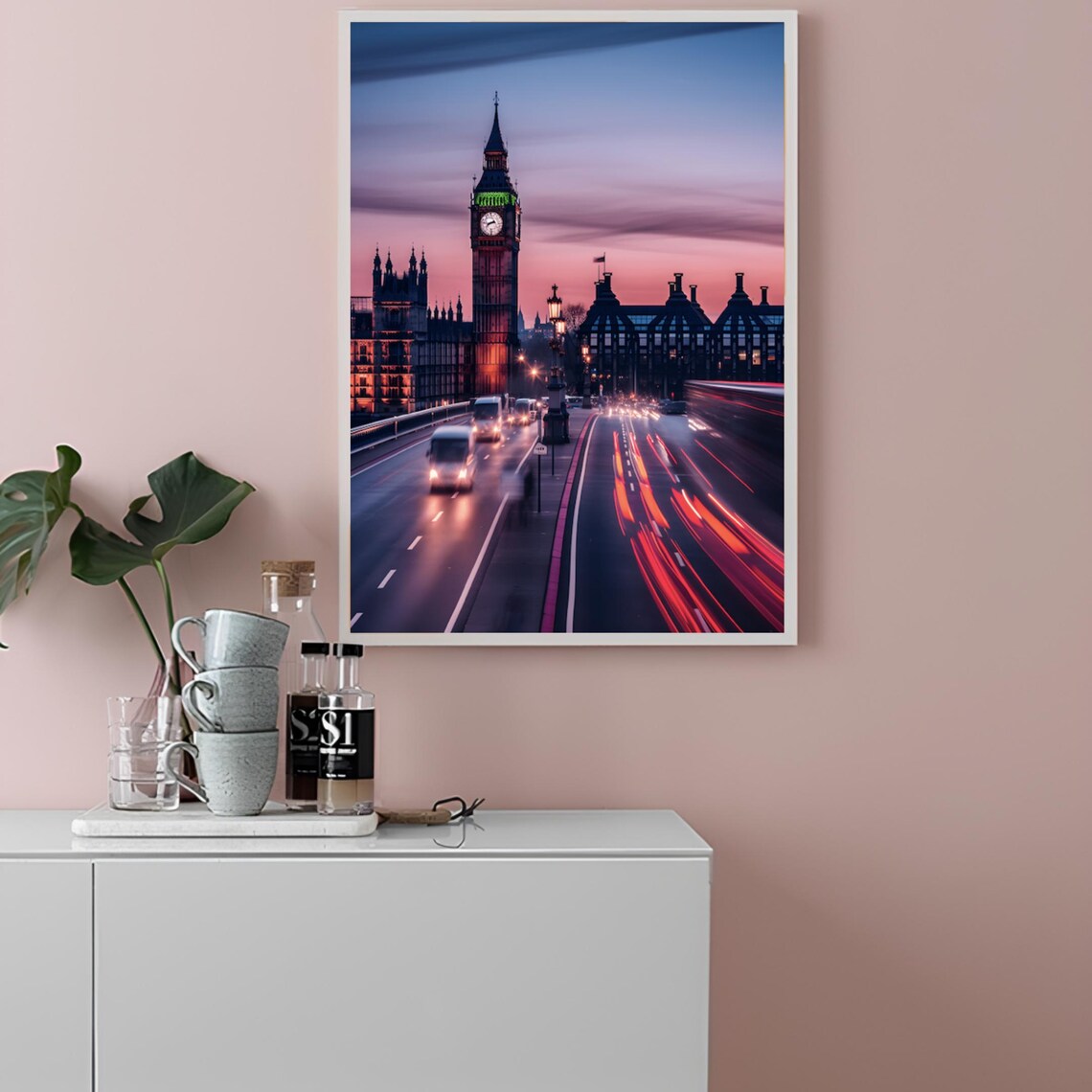 London England Poster of Big Ben and Westminster Bridge at Dusk - Image 2