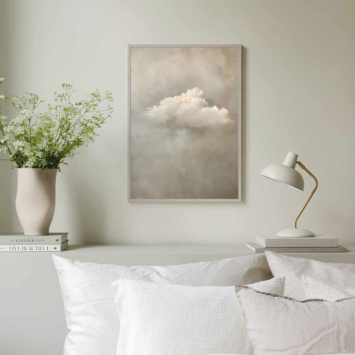 Beige Cloud Print, Minimalist Nursery Art Print - Image 3