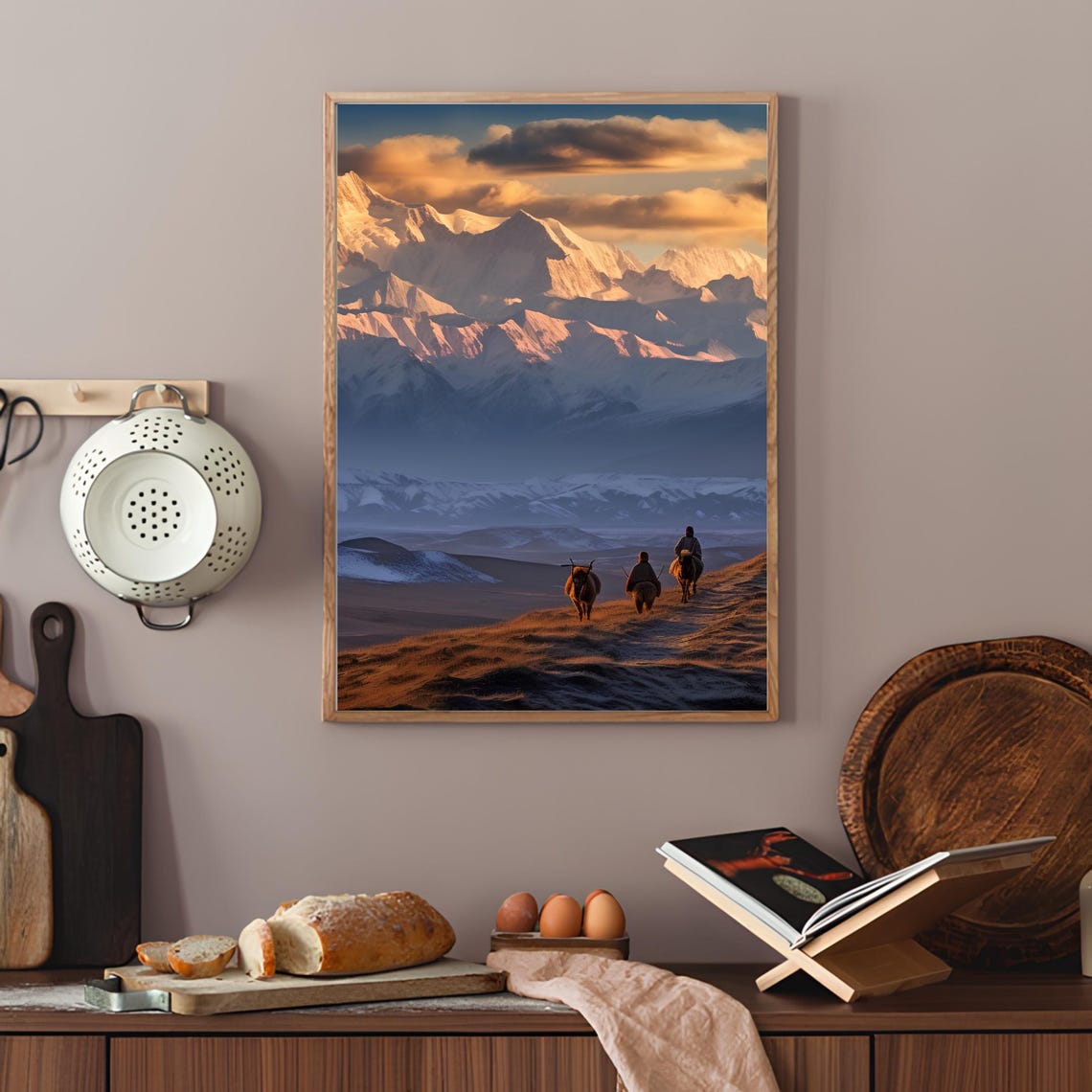 Hindukush Afghanistan Snowy Mountains Sunset Travel Art Poster - Image 2