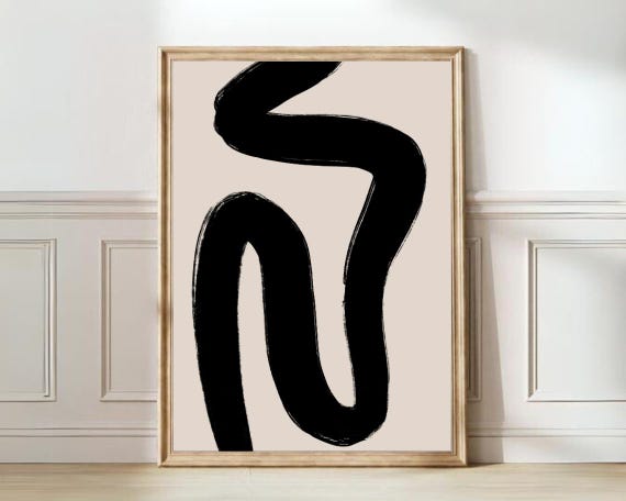 Black Line Print Modern Gallery Abstract Print Bold Print Minimalist Print Luxury Print Beige Print Neutral Poster
