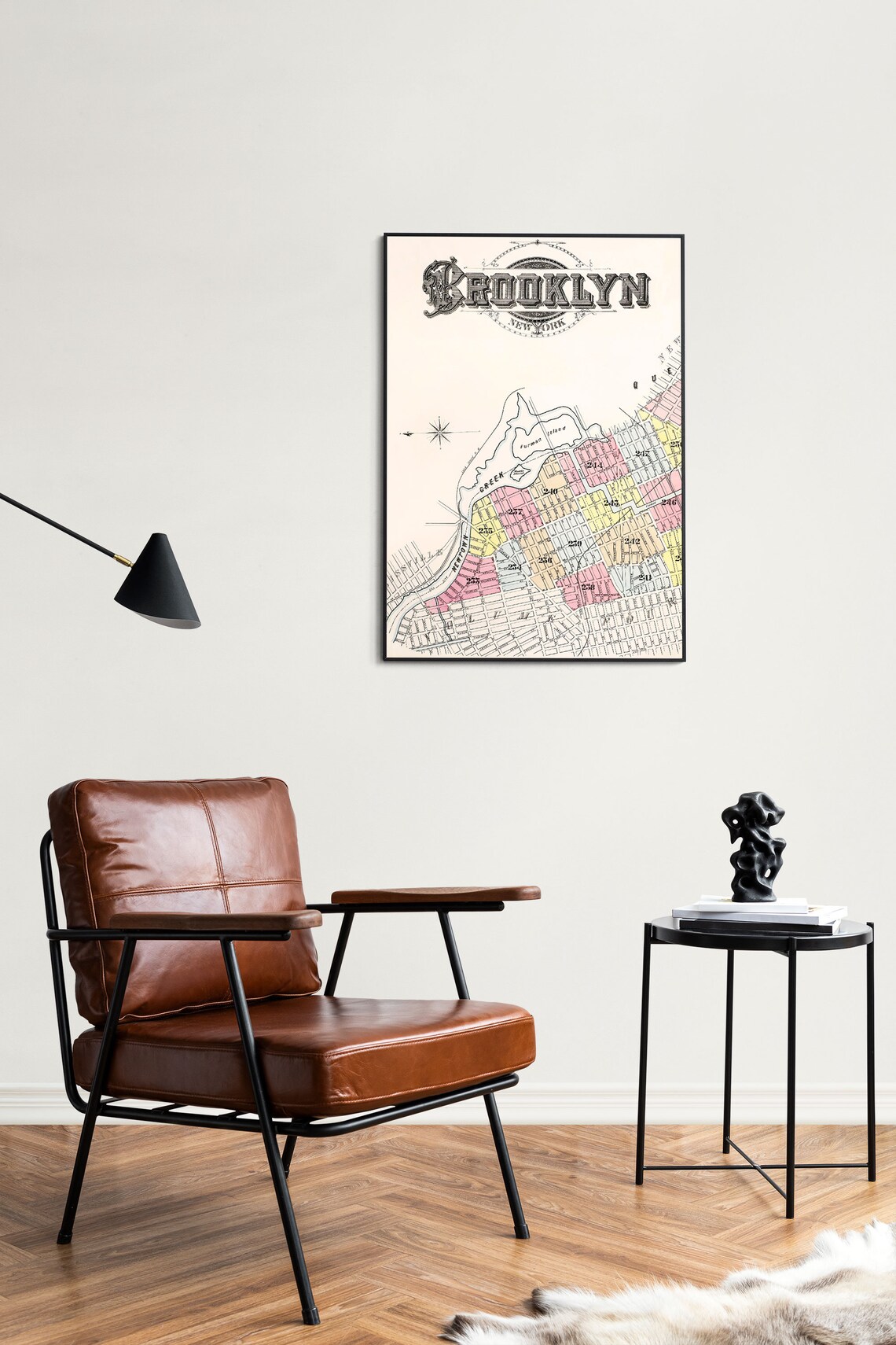 Antique Brooklyn New York Map Newtown Creek Vintage City Map Print - Image 3