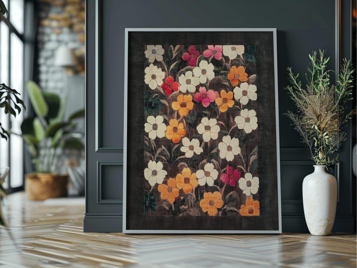 Vintage Rustic Textile Pattern Instant Downloand Artwork Print In 20 Sizes Wall Art Vintage Wall Art Moody Wall Art - Image 3