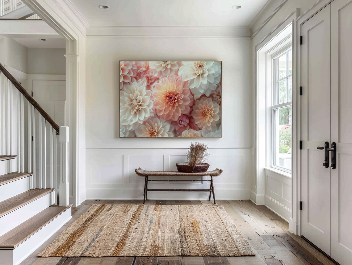 Blush Pink Dahlias Spring Floral Close-Up Botanical Garden Poster - Image 3