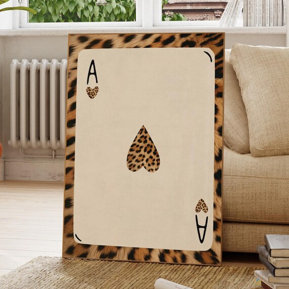 Ace Of Hearts Poster Trendy Wall Art Leopard Vintage Decor