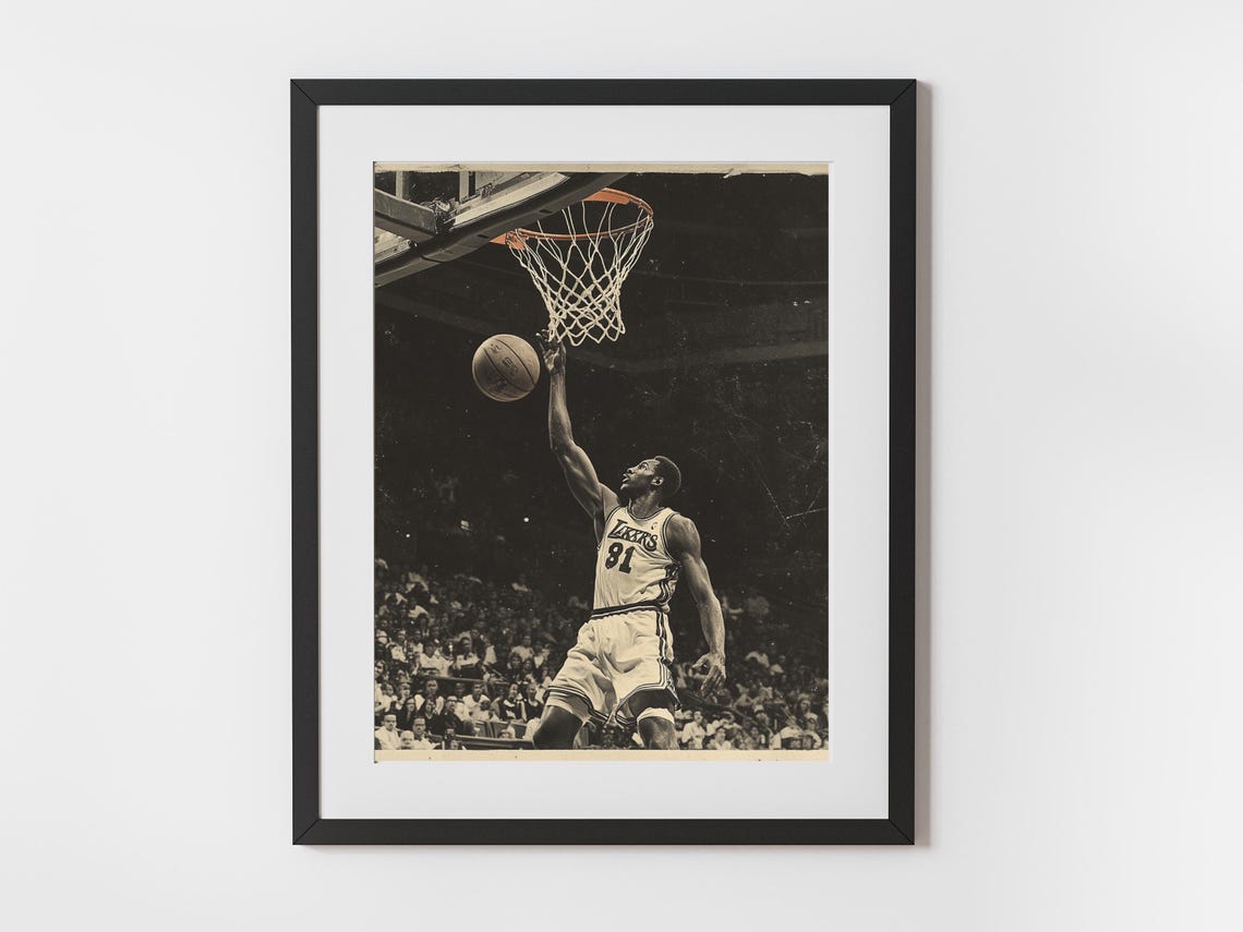 Retro Lakers Number 91 Dunk Vintage Basketball Photo Style Poster