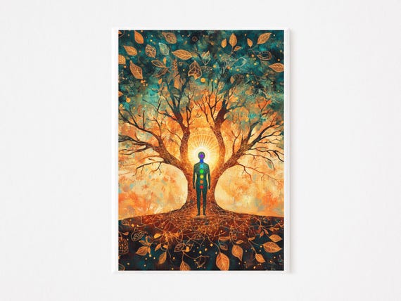 Chakra Tree Of Life Wall Art Spiritual Meditation Print Vibrant Mindfulness Energy Decor