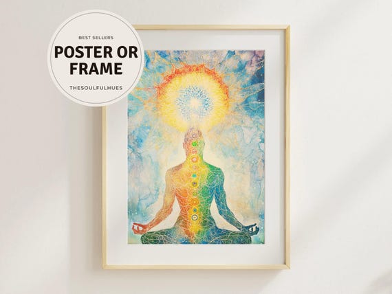 Chakra Meditation Wall Art Frame Spiritual Yoga Poster Healing Energy Mandala Decor