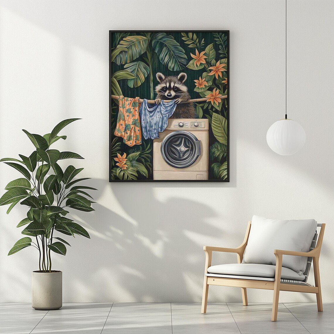 Raccoon Laundry Room Wall Decor, Botanical Humor Print - Image 3