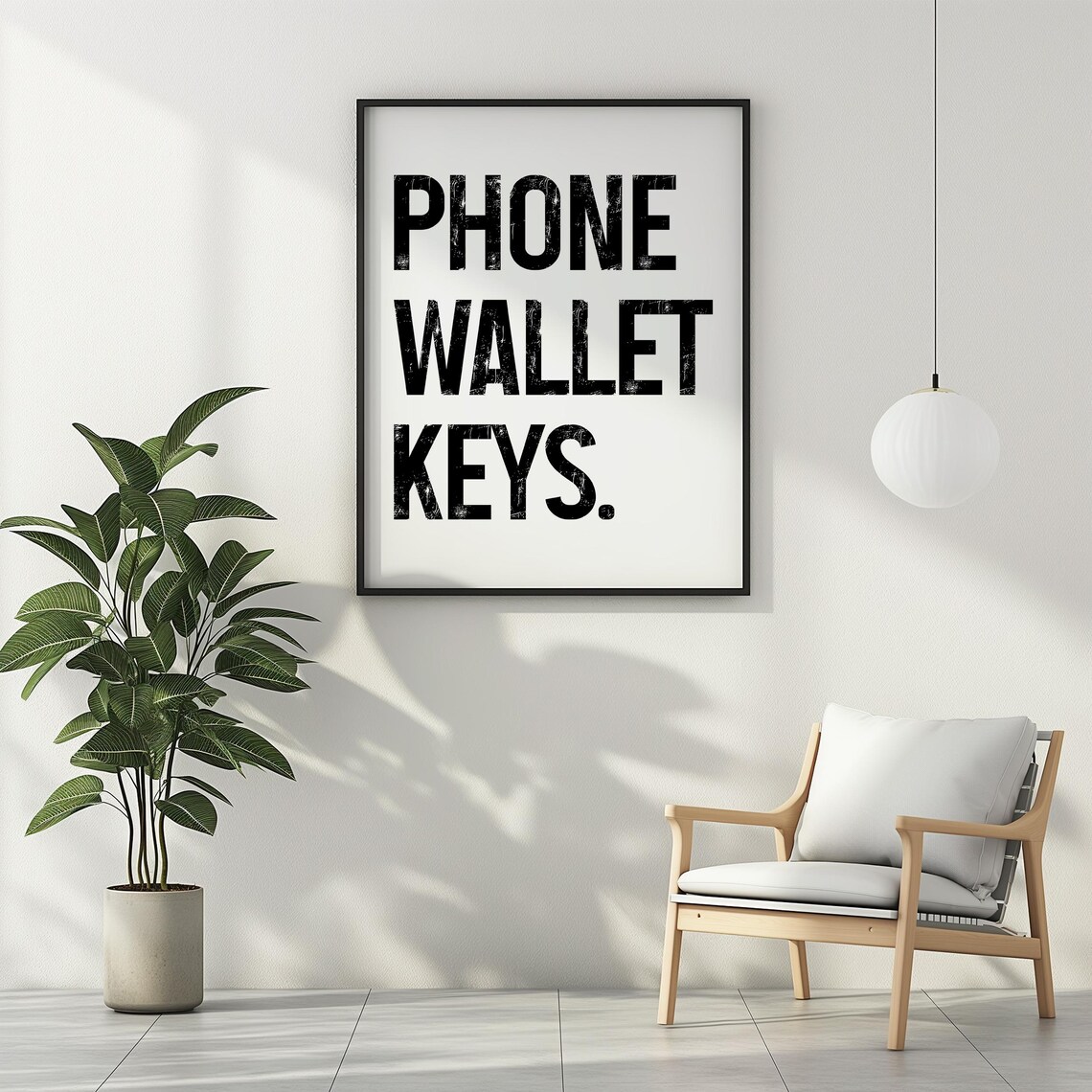 Phone Wallet Keys Hallway Poster Print, Minimalist Sign - Image 3