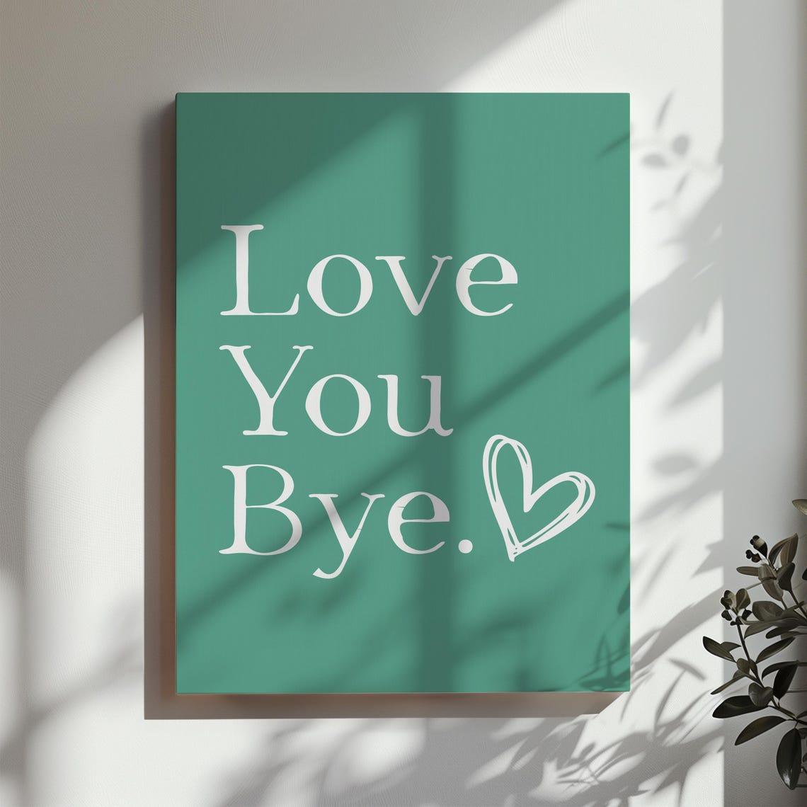 Love You Bye with Heart Modern Minimalist Teal Entryway Wall Poster - Image 2