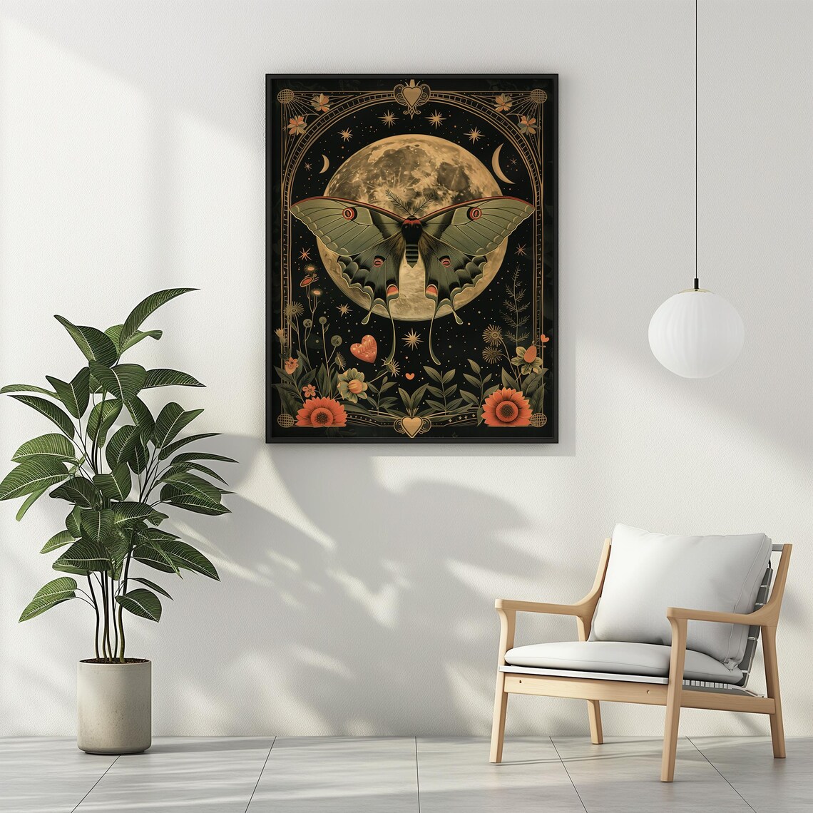 Luna Moth Cottagecore Moon Celestial Art Print - Image 2