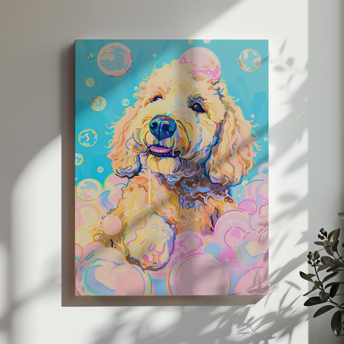 Goldendoodle Bathroom Wall Decor Funny Dog Bubble Bath Wall Art Doodle Mom Dad Gift Idea Restroom Toilet - Image 2