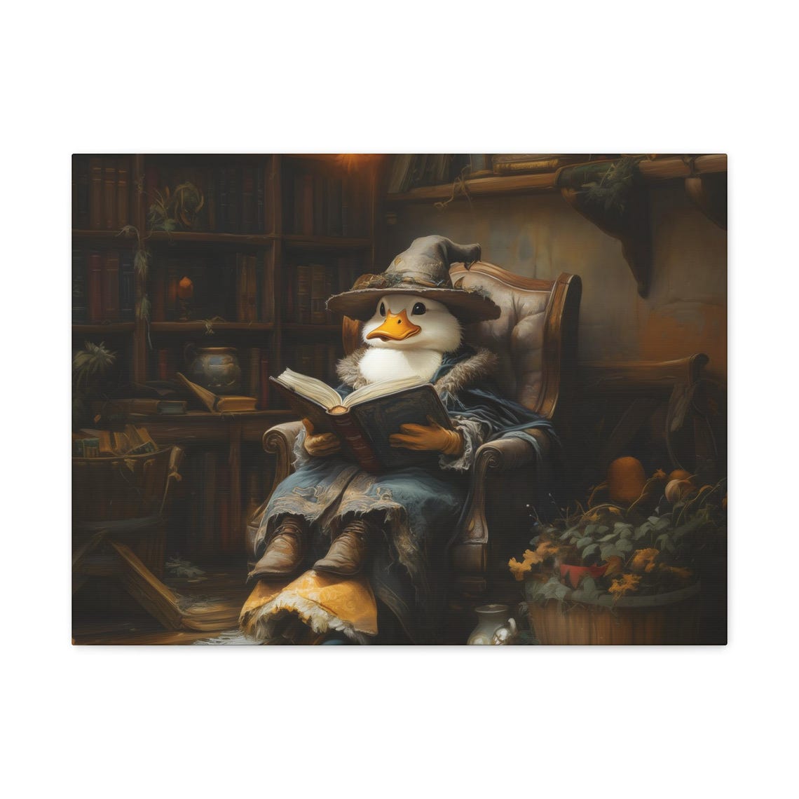 Maximalist Eclectic Victorian Duck Reading Print Bold Altered Animal Portrait Fantasy Fun Colorful Renaissance Rustic Art - Image 3
