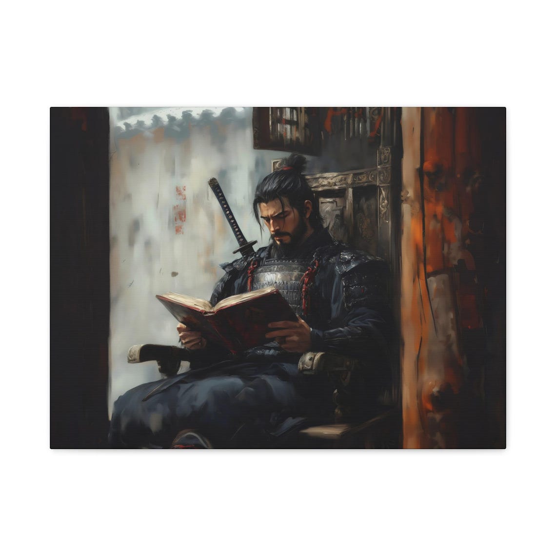 Reading Samurai Maximalist Eclectic Victorian Print Bold Altered Book Library Portrait Fantasy Fun Colorful Renaissance Rustic Art - Image 2