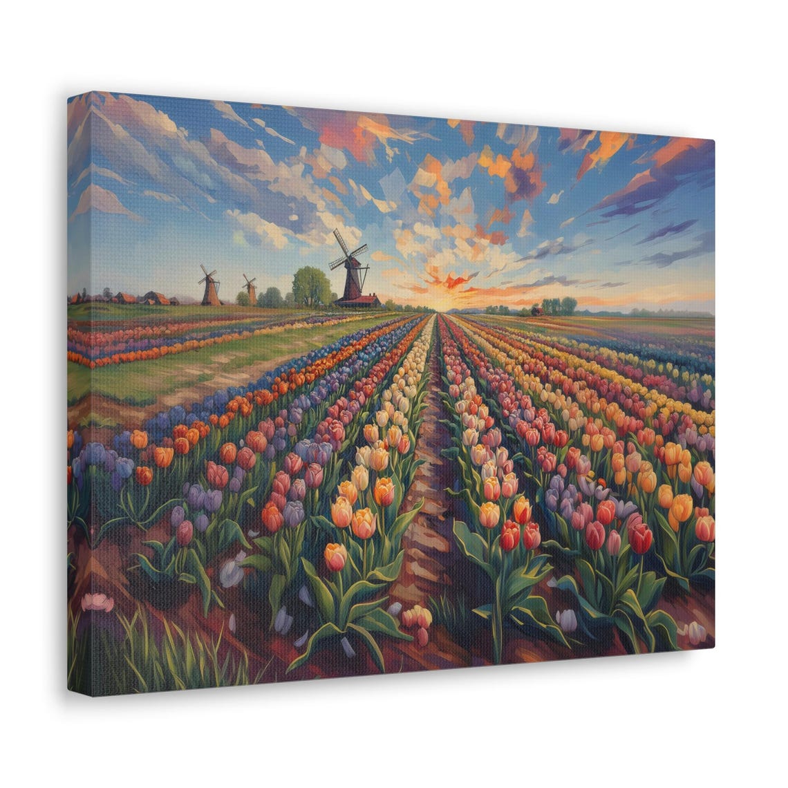 Sunset Tulip Fields Windmill Row Holland Spring Flower Wall Art - Image 2