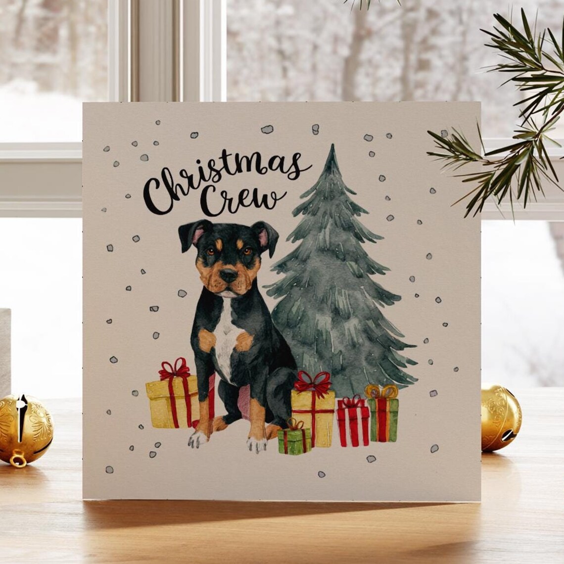 Christmas Crew Black Puppy Gifts Tree Cute Dog Holiday Poster